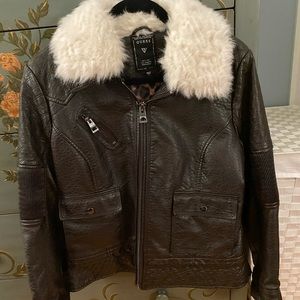 Guess brown leather jacket